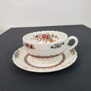 Vtg Spode Copeland Rosalie Tea Cup and Saucer Basketweave Chelsea Wicker
